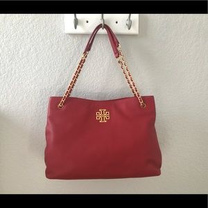 Tory Burch Britten Triple Compartments Tote with gold hardware nearly new.